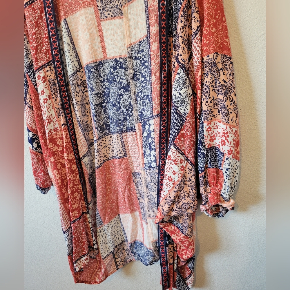 Ariat Red Patchwork Three Quarter Sleeve Boho Bet… - image 5